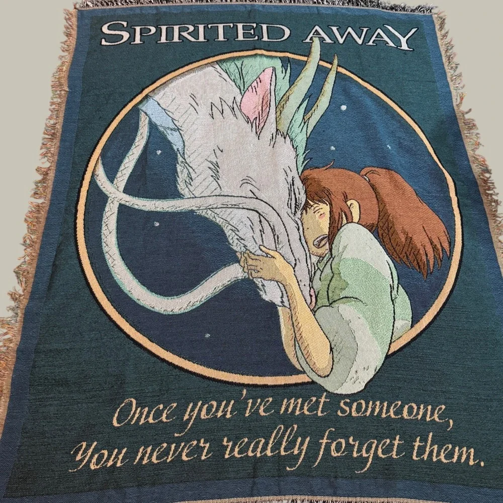 BoxLunch Studio Ghibli Spirited Away Haku Chihiro Tapestry Throw Blanket 50